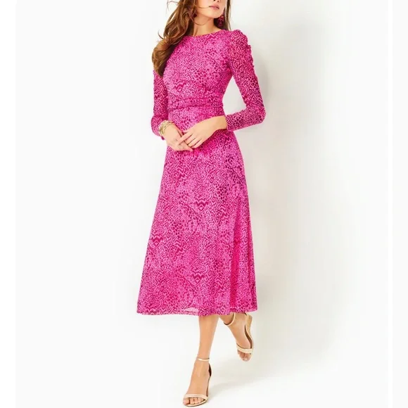Lilly Pulitzer Preslie Long Sleeve Mesh Midi Dress - Picture 1 of 9